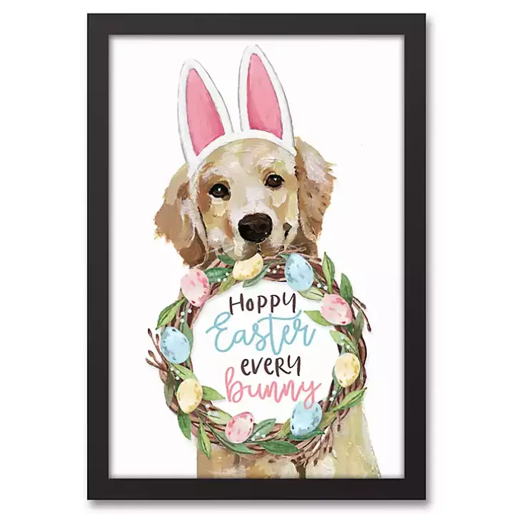 Hoppy Easter Puppy Framed Canvas Print