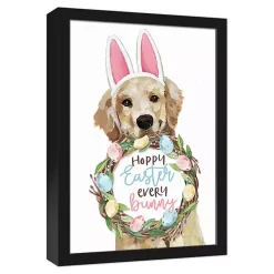 Hoppy Easter Puppy Framed Canvas Print