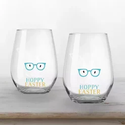 Hoppy Easter Stemless Wine Glasses, Set of 2