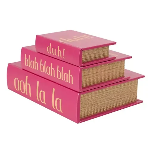 Hot Pink Ooh La La Book Boxes, Set of 3