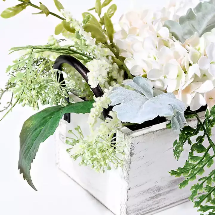 Hydrangea Arrangement in White Planter