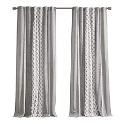 Imani Gray Chenille Stripe Curtain Panel, 95 in.