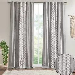 Imani Gray Chenille Stripe Curtain Panel, 95 in.