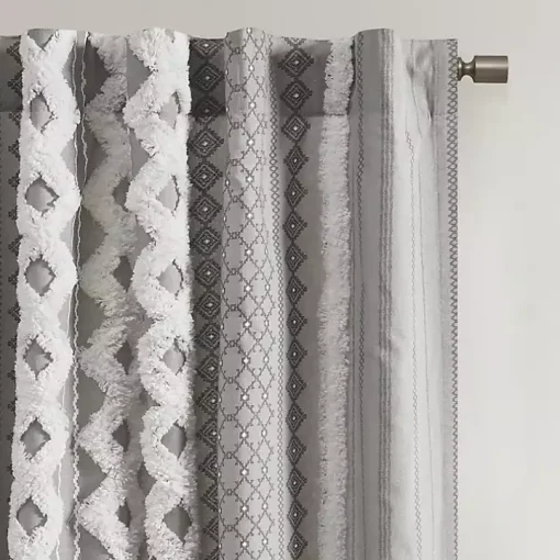 Imani Gray Chenille Stripe Curtain Panel, 84 in.