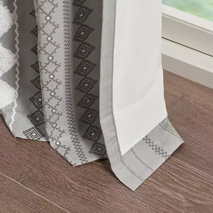 Imani Gray Chenille Stripe Curtain Panel, 95 in.