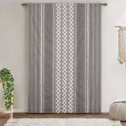 Imani Gray Chenille Stripe Curtain Panel, 95 in.