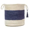 Indigo Bold Striped Jute Basket, 19 in.