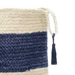Indigo Bold Striped Jute Basket, 19 in.