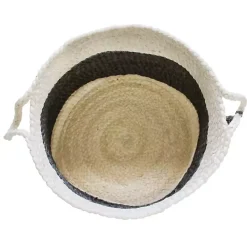 Indigo Bold Striped Jute Basket, 19 in.