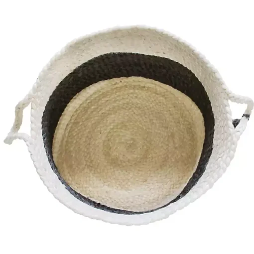 Indigo Bold Striped Jute Basket, 19 in.