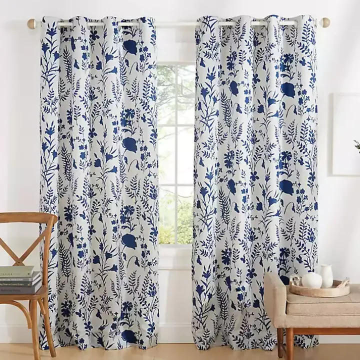 Indigo Floral 2-pc. Curtain Panel Set, 96 in.