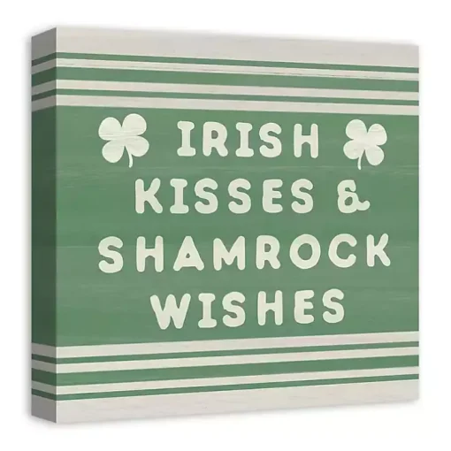 Irish Kisses & Shamrock Wishes Canvas Art Print