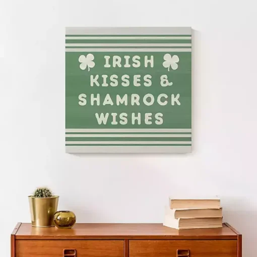 Irish Kisses & Shamrock Wishes Canvas Art Print