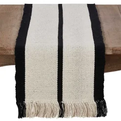 Ivory and Black Heavy Rug Table Runner