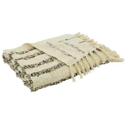 Ivory and Black Tufted Lines Throw