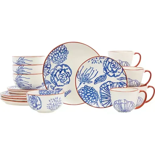 Ivory and Blue Floral 16-pc. Dinnerware Set