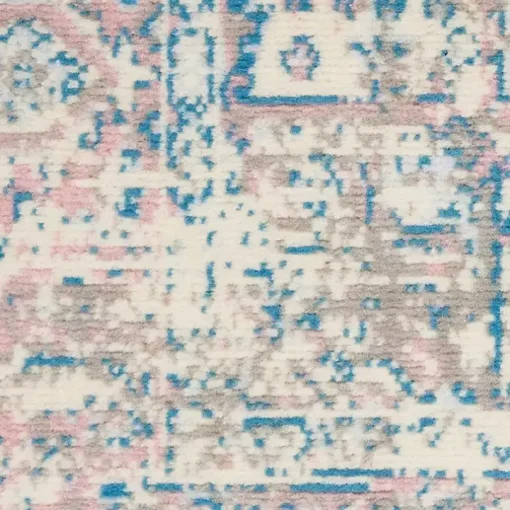 Ivory and Pink Central Medallion Area Rug, 5x7