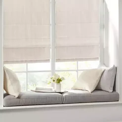 Ivory Basketweave Cordless Roman Shade, 35 in.