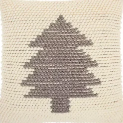 Ivory Christmas Tree Loop Throw Pillow