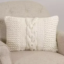 Ivory Chunky Knit Lumbar Pillow