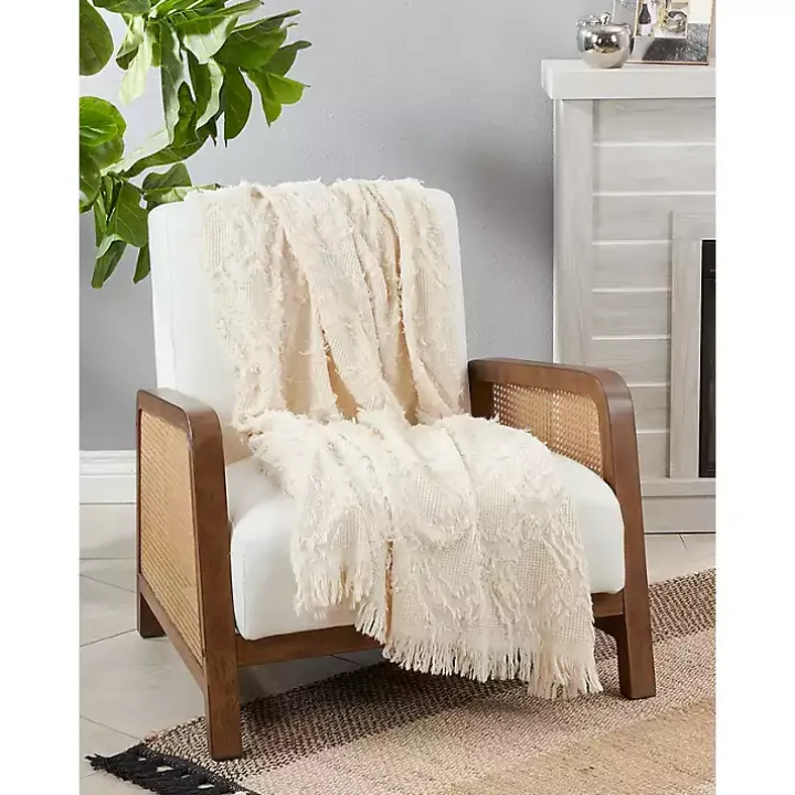 Ivory Diamond Pattern Throw Blanket
