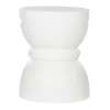 Ivory Drum Accent Table with Handles