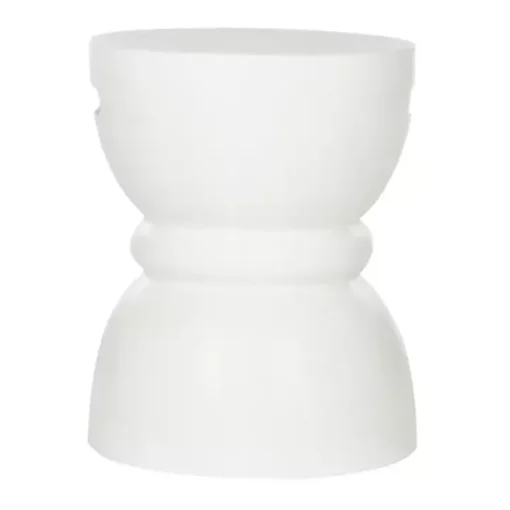 Ivory Drum Accent Table with Handles