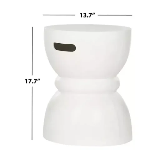 Ivory Drum Accent Table with Handles