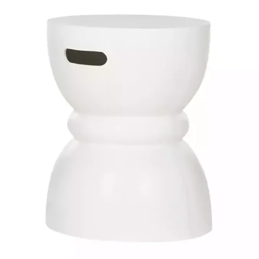 Ivory Drum Accent Table with Handles