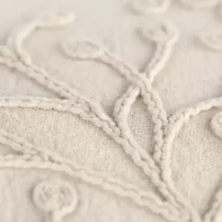 Ivory Embroidered Botanical Pillow