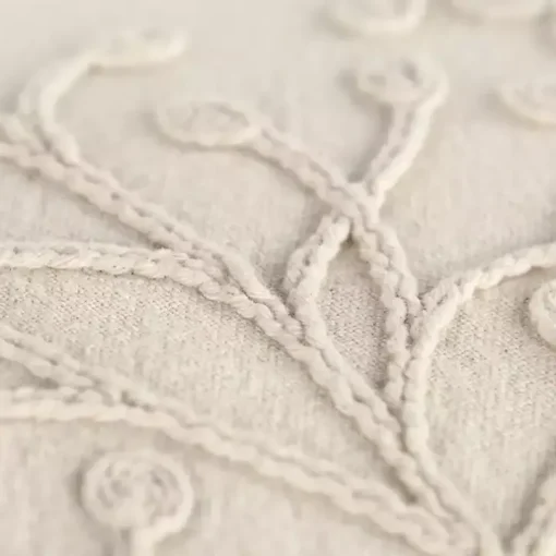 Ivory Embroidered Botanical Pillow