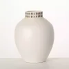 Ivory Etched Ceramic Urn Vase