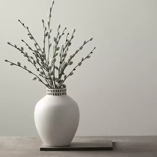 Ivory Etched Ceramic Urn Vase