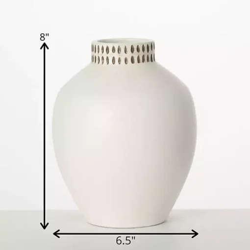 Ivory Etched Ceramic Urn Vase