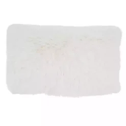 Ivory Faux Fur Fluffy Lumbar Throw Pillow