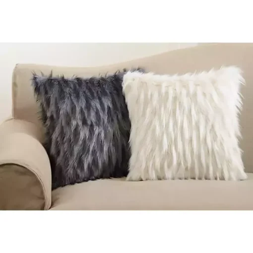 Ivory Faux Fur Polyester Pillow