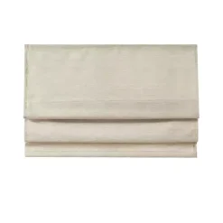 Ivory Faux Silk Room Darkening Roman Shade, 35 in.