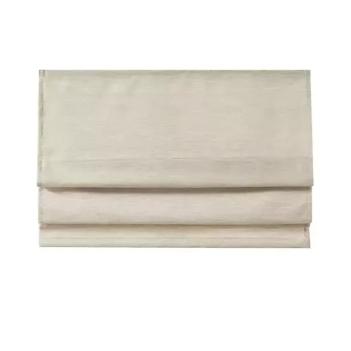 Ivory Faux Silk Room Darkening Roman Shade, 27 in.