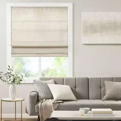 Ivory Faux Silk Room Darkening Roman Shade, 31 in.