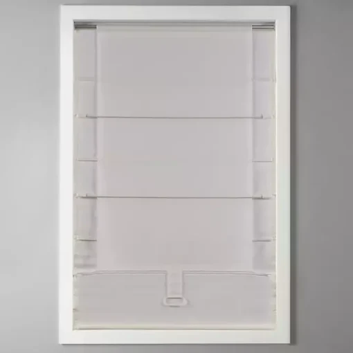 Ivory Faux Silk Room Darkening Roman Shade, 27 in.