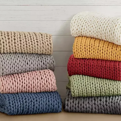 Ivory Hand Made Chunky Double Knit Throw Blanket