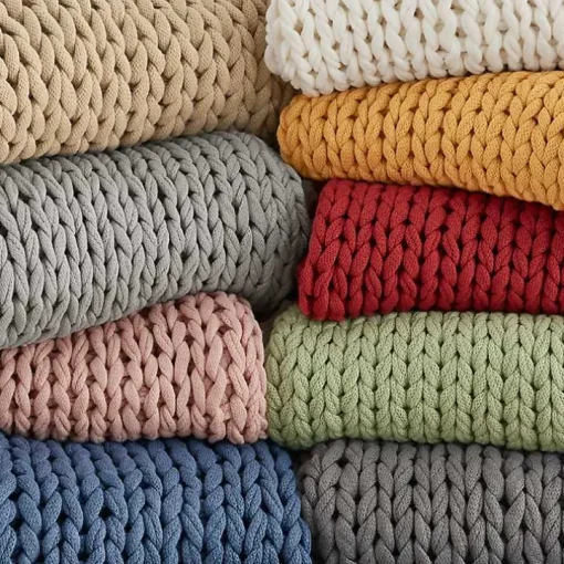 Ivory Hand Made Chunky Double Knit Throw Blanket