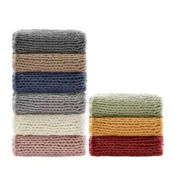 Ivory Hand Made Chunky Double Knit Throw Blanket