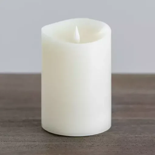 Ivory LED Soft Flame Pillar Candle, 4x6 in.