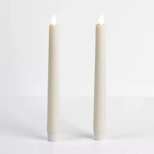 Ivory LED Soft Flame Taper Candles, Set of 2