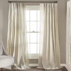 Ivory Rosalie Curtain Panel Set, 95 in.