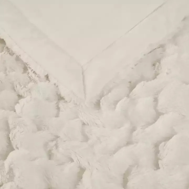 Ivory Ruched Fur Throw