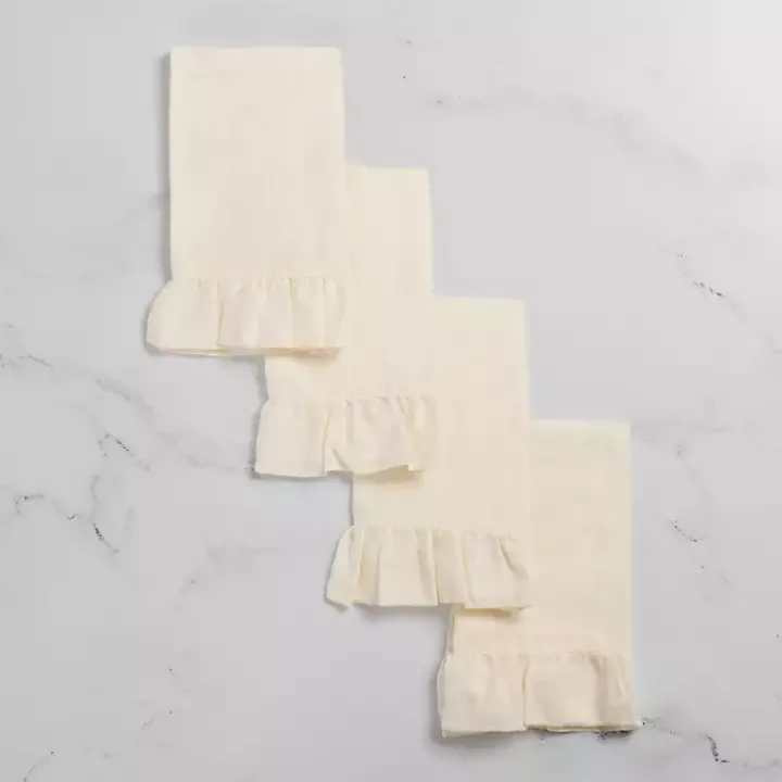 Ivory Ruffle Napkins, Set of 4