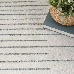 Ivory Striated Sphere Washable Area Rug, 6x9