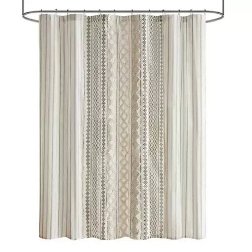 Ivory Textured Chenille Shower Curtain
